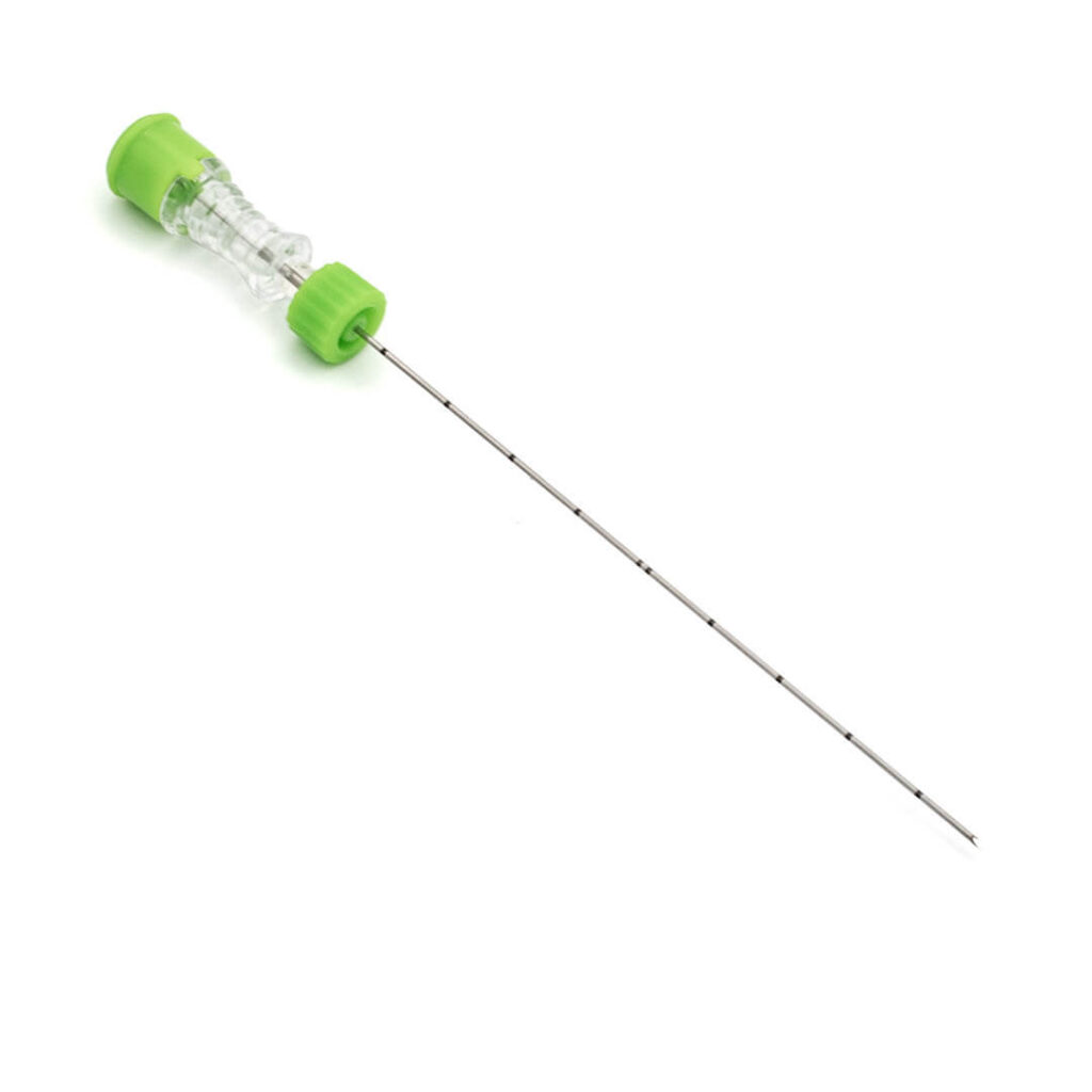Full view of the CHIBELL™ biopsy and diagnostic needle, designed for cytological aspirates, amniocentesis, chorionic villus sampling, and more.