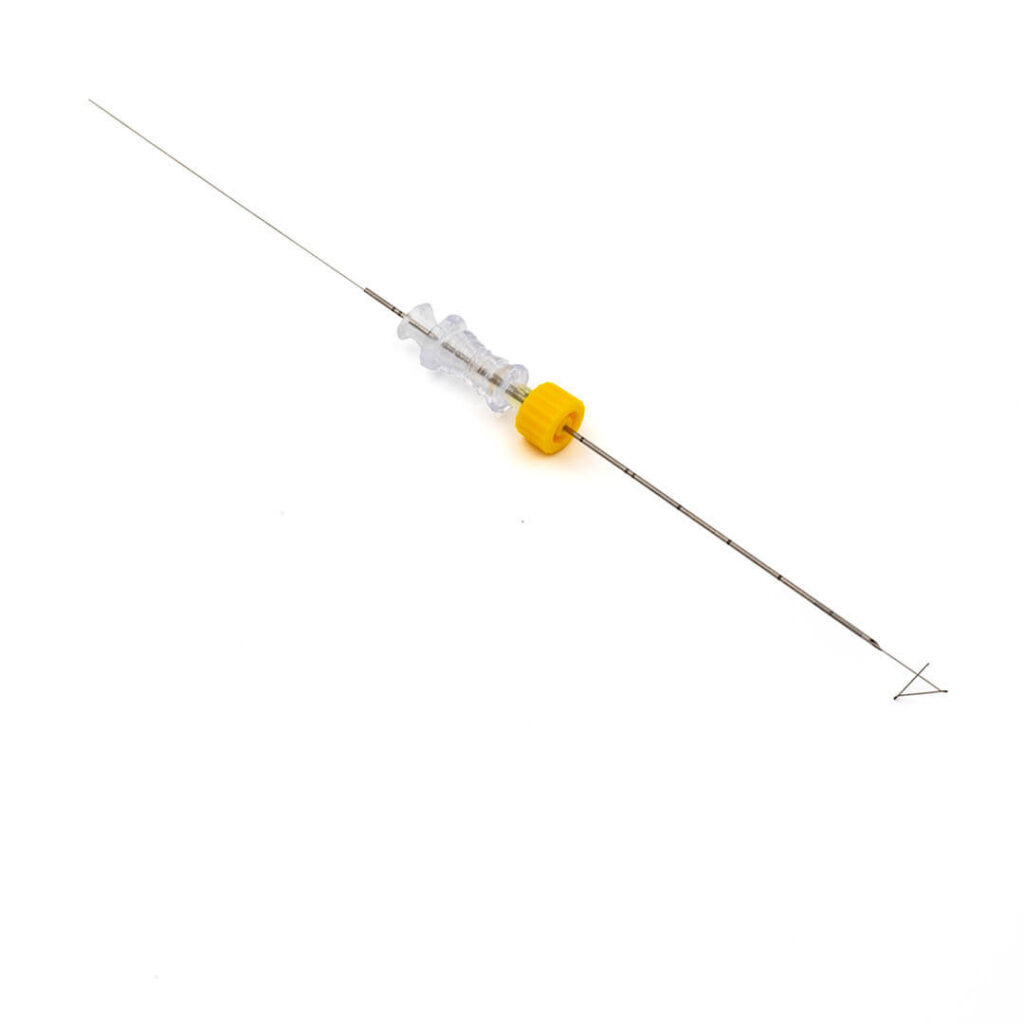 MOON™ needle for preoperative localization of non-palpable breast lesions with improved tip sharpness for precise penetration.