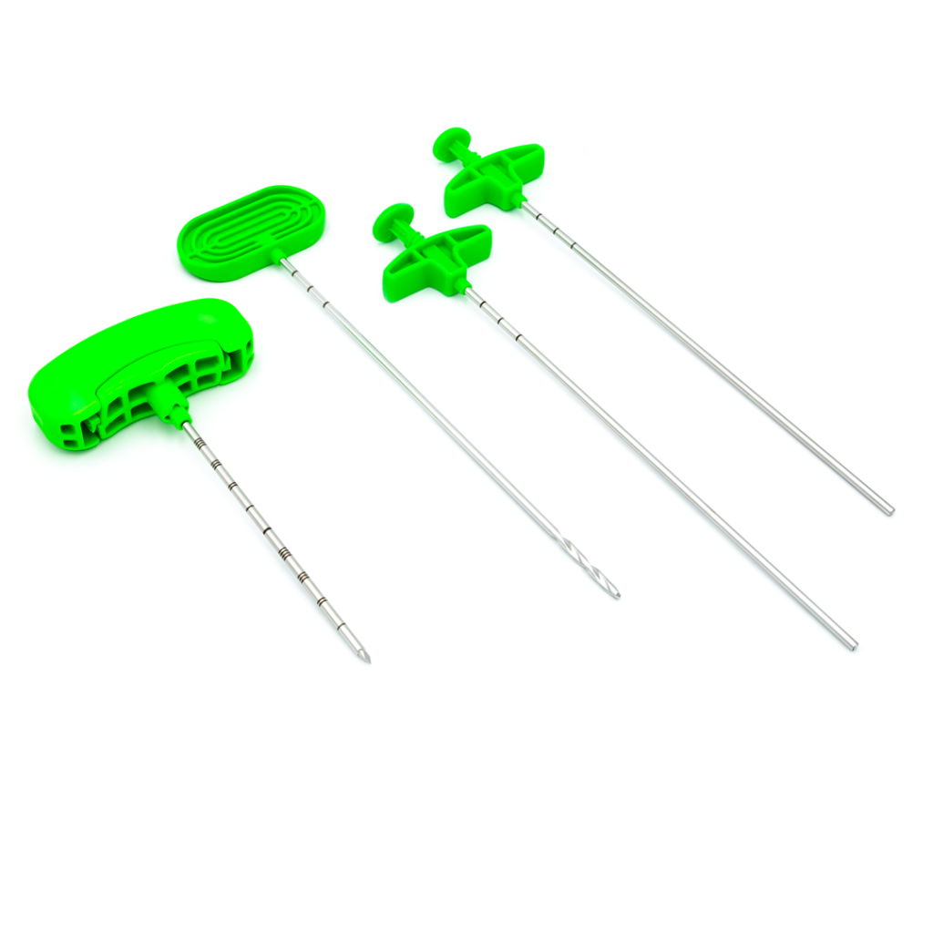 OSTEOPLASTY™ kit for minimally invasive metaphyseal fracture reduction, including instruments for bone height restoration in tibial plateau, calcaneus, and distal radius.