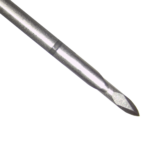 Close-up of SPEEDYBELL™ needle showing the echogenic marker for real-time monitoring and centimetre depth markings for accurate biopsy depth.