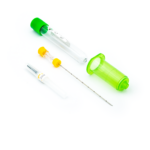 VA-CVS™ kit with aspiration needle, 10 ml vacuum tube with anticoagulant, Luer-lock adapter, and holder for prenatal cytological and blood sampling.
