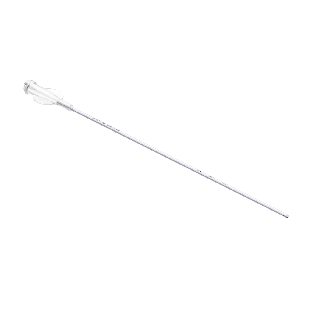 AINSEBLUE intrauterine catheter with Luer-lock adapter and centimetre markings
