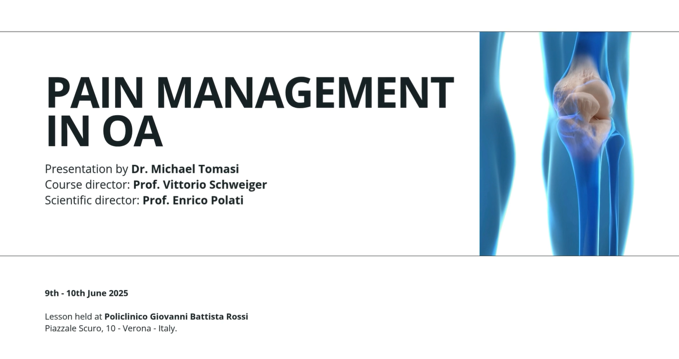 VERONA ACADEMY - PRESENTAZIONE DR TOMASI - GESTIONE DOLORE