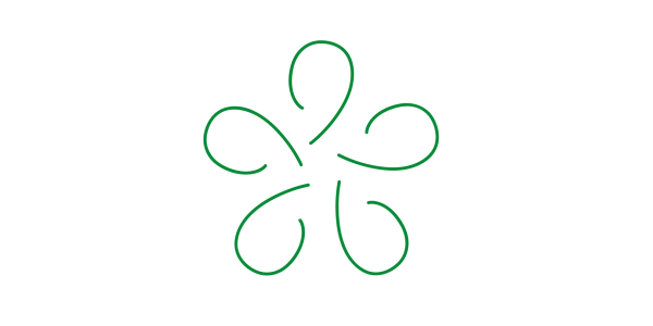 Green icon representing the Aesthetic product line, designed in the shape of a flower, on a white background.