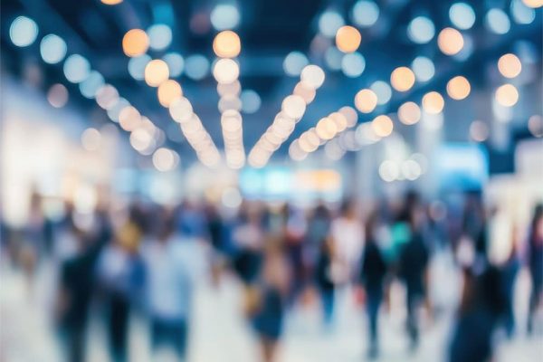 Medical fair exposition blurred