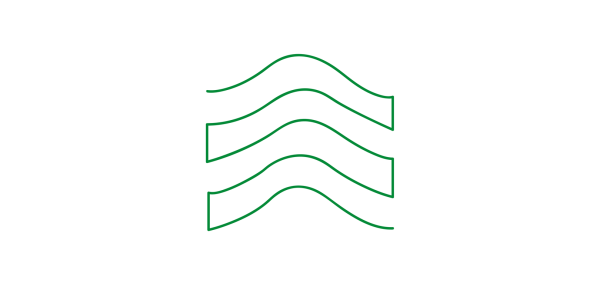 Green icon representing the spine product line, featuring horizontal lines with a ripple at the center on a white background
