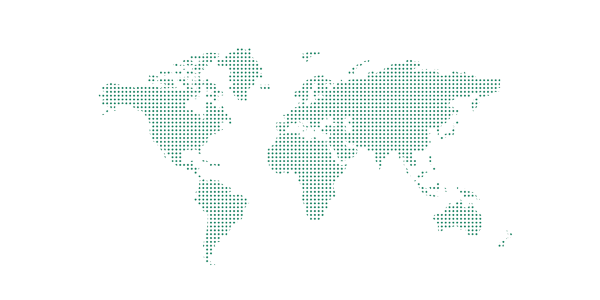Green dotted planisphere icon symbolizing the growth of export, on a white background
